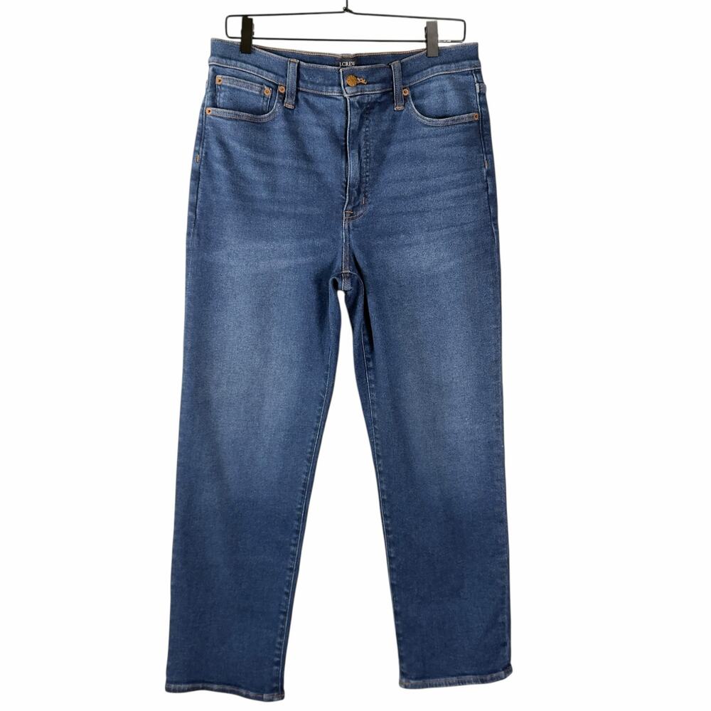 J. Crew Stovepipe Jeans Medium Wash Blue Stretch Straight Leg High Waist Size 30